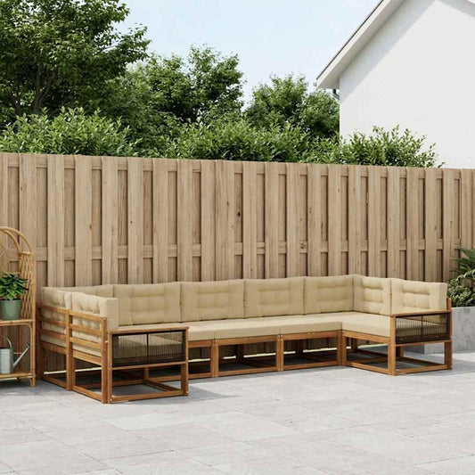 Set di divani da esterno con cuscino 7 pcs Naturale e Beige