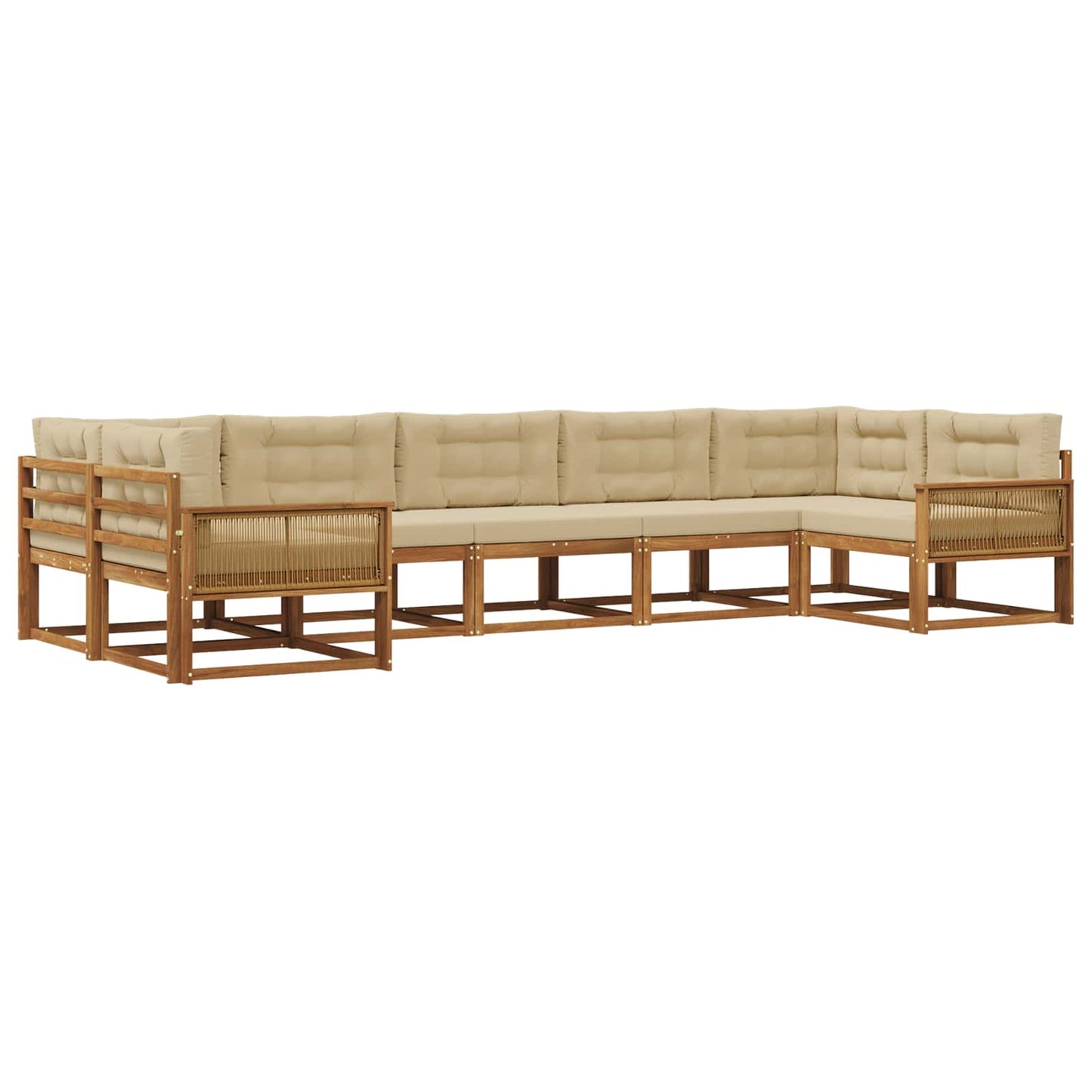 Set di divani da esterno con cuscino 7 pcs Naturale e Beige | homemem39