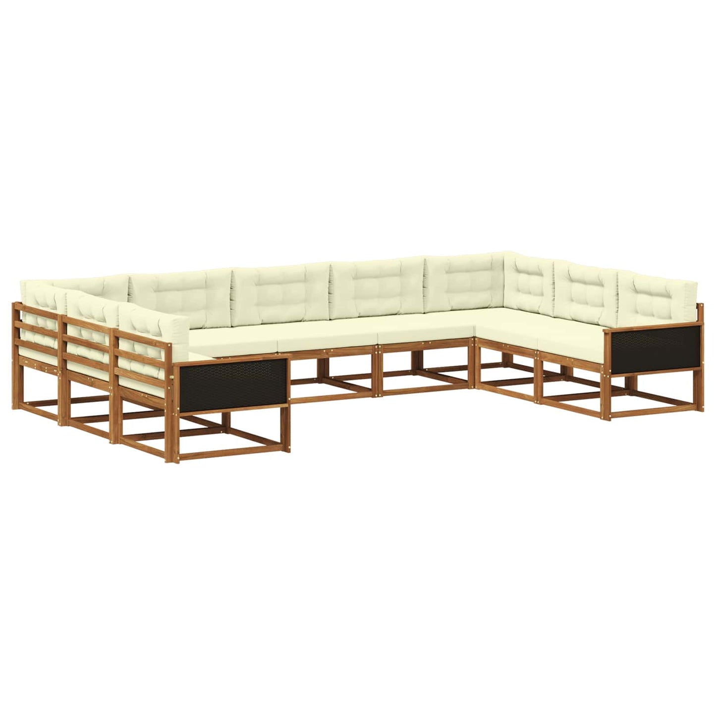 Set di divani da esterno con cuscino 9 pcs Naturale e Crema | homemem39