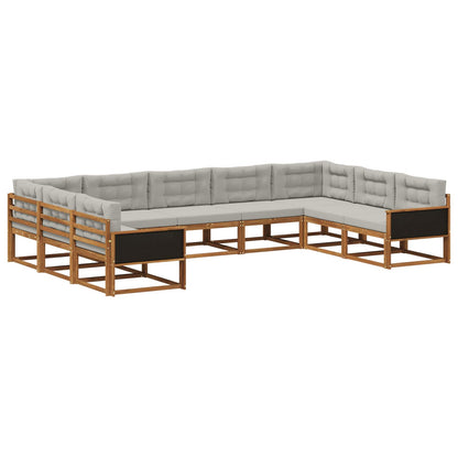 Set di divani da esterno 9 pcs Naturale e Grigio Chiaro