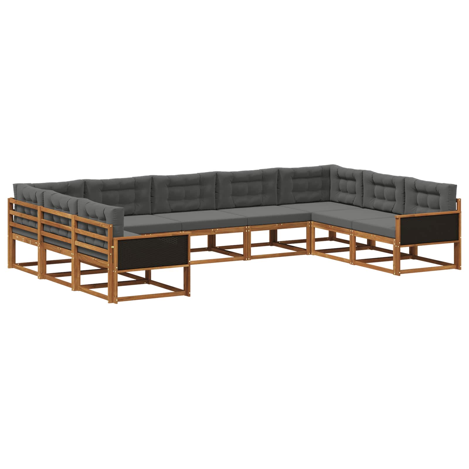 Set di divani da esterno con cuscino 9 pcs Naturale e Antracite | homemem39