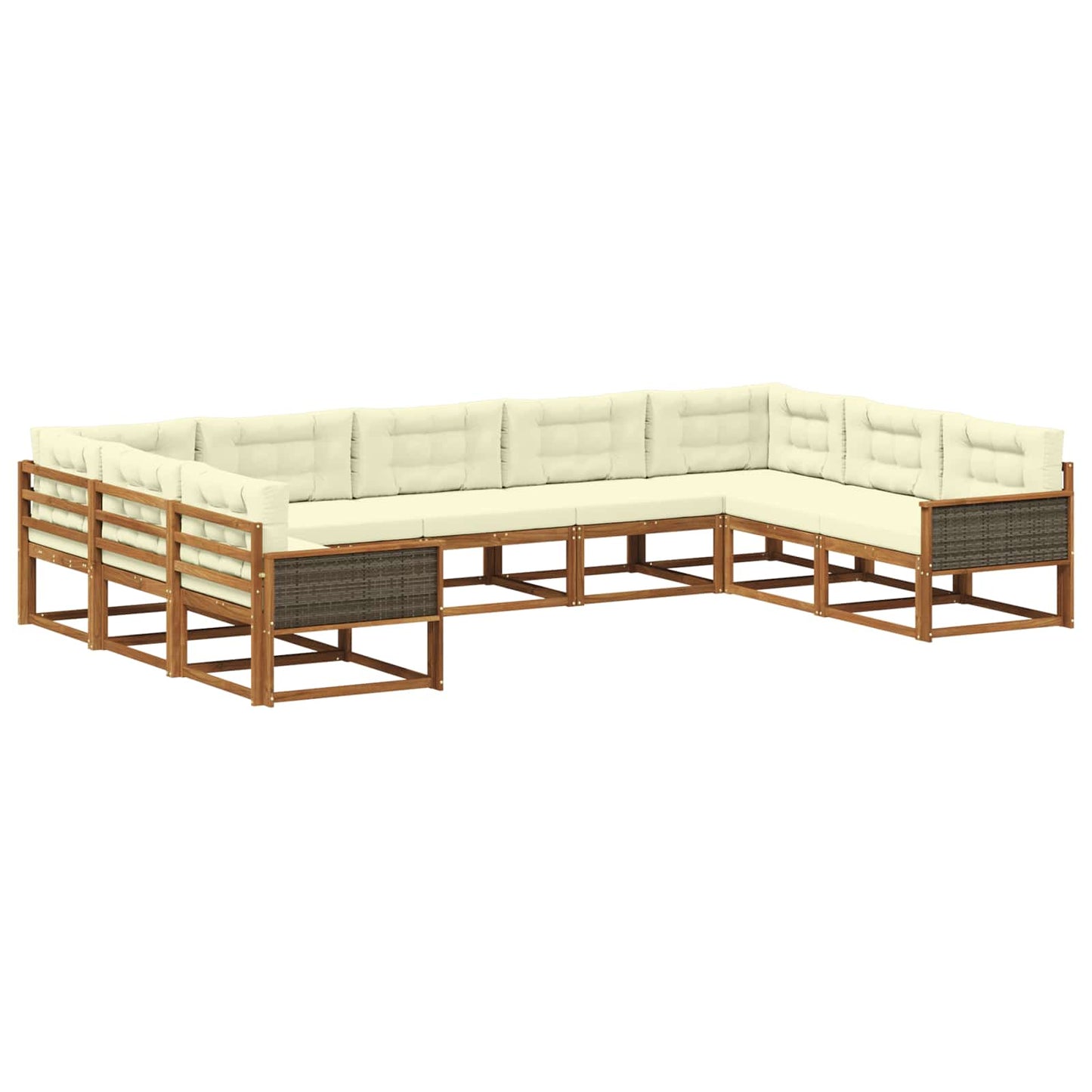 Set di divani da esterno con cuscino 9 pcs Naturale e Crema | homemem39