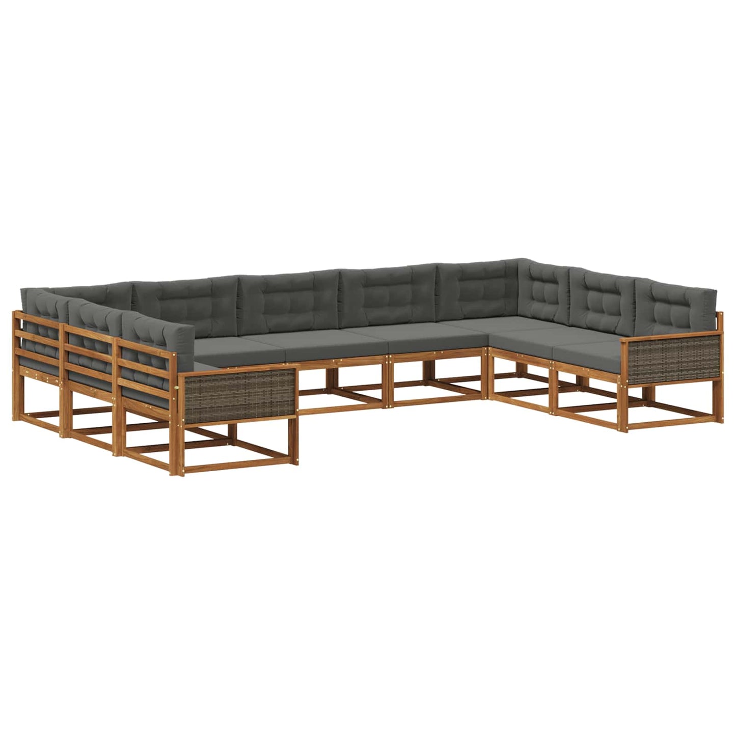 Set di divani da esterno con cuscino 9 pcs Naturale e Antracite