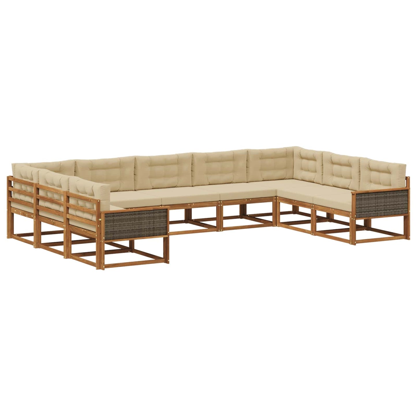 Set di divani da esterno 9 pz Naturale e Beige