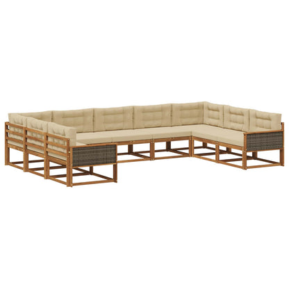 Set di divani da esterno 9 pz Naturale e Beige