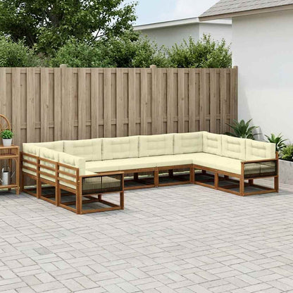 Set di divani da esterno con cuscino 9 pcs Naturale e Crema