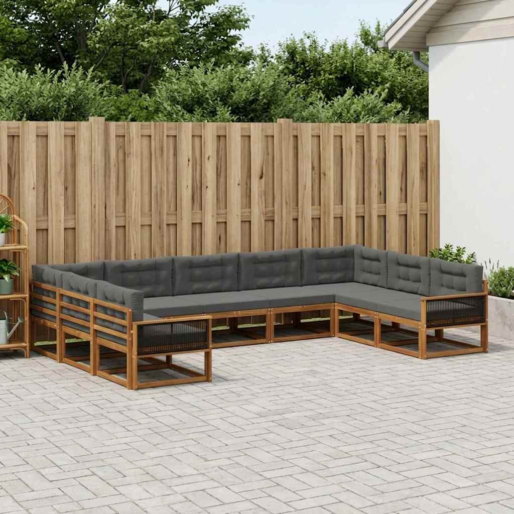 Set di divani da esterno con cuscino 9 pcs Naturale e Antracite