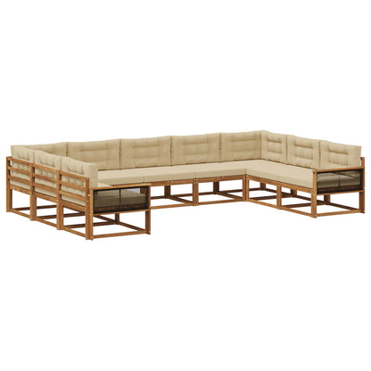 Set di divani da esterno con cuscino 9 pcs Naturale e Beige