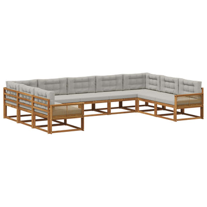 Set di divani da esterno 9 pcs Naturale e Grigio Chiaro | homemem39