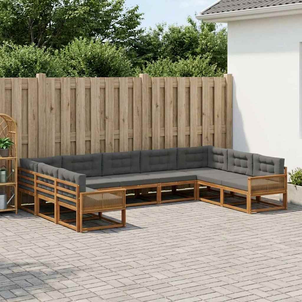 Set di divani da esterno con cuscino 9 pcs Naturale e Antracite