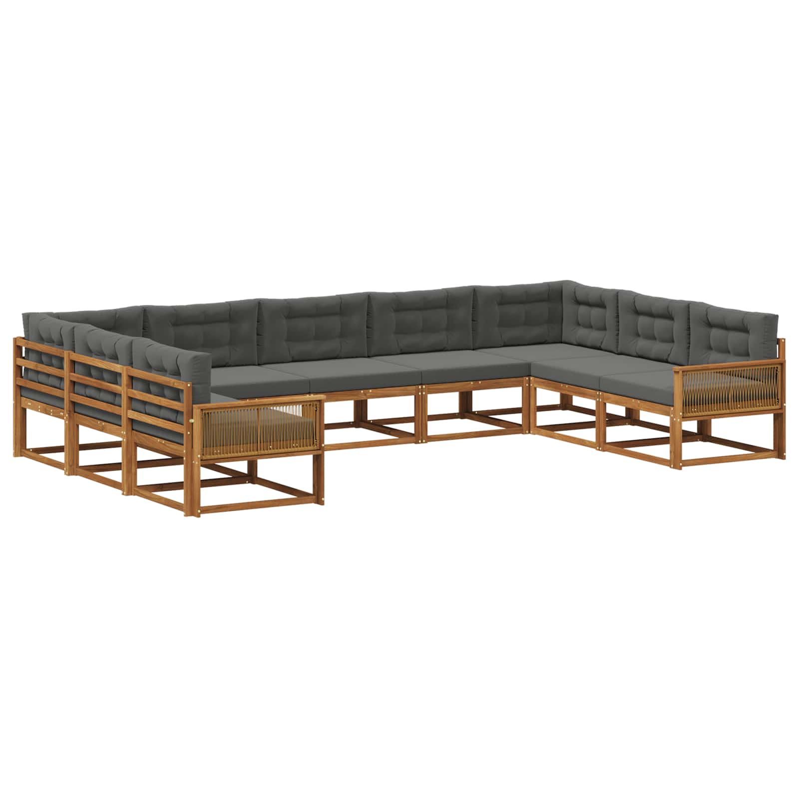 Set di divani da esterno con cuscino 9 pcs Naturale e Antracite | homemem39