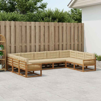 Set di divani da esterno con cuscino 9 pcs Naturale e Beige