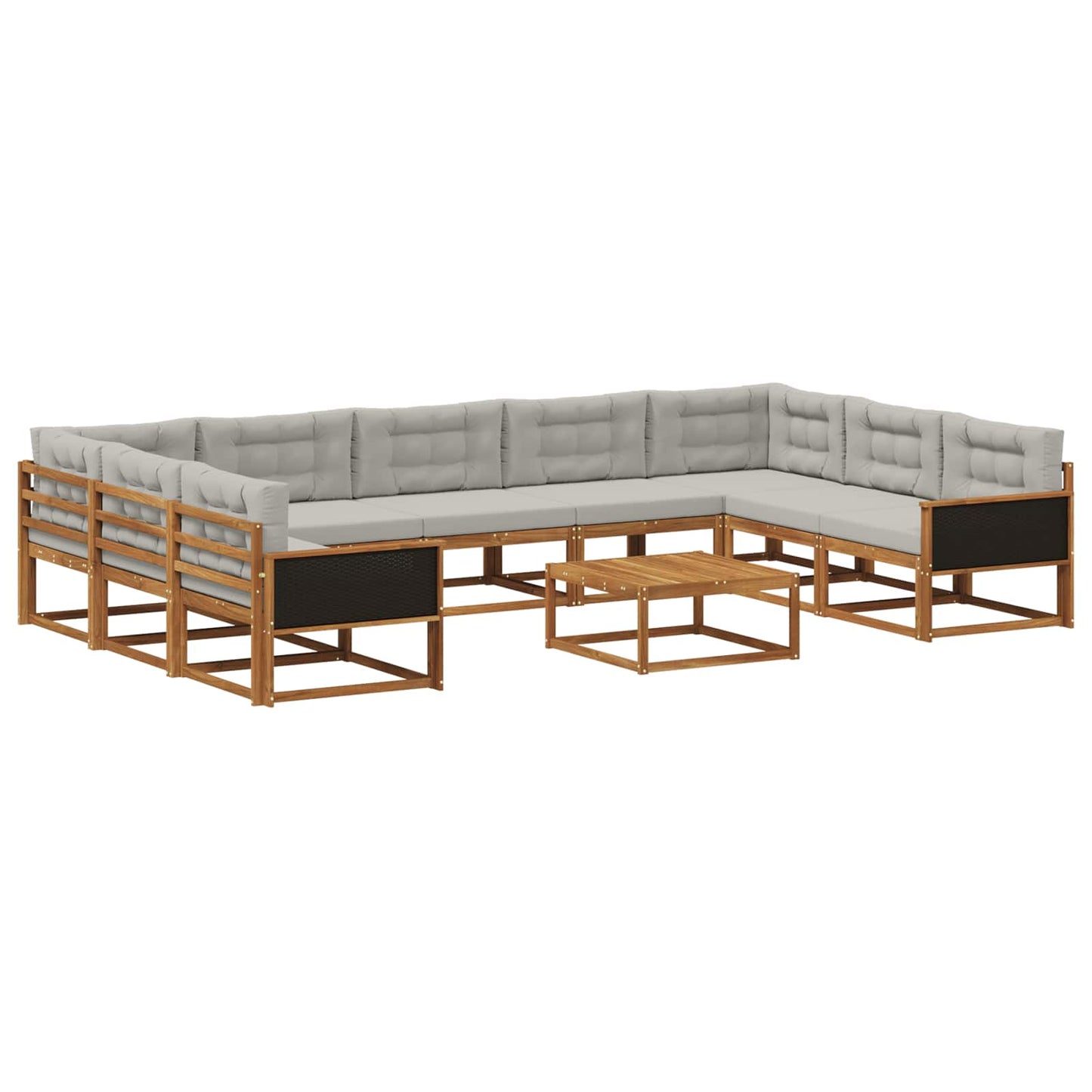 Set di divani da esterno 10 pcs Naturale e Grigio Chiaro