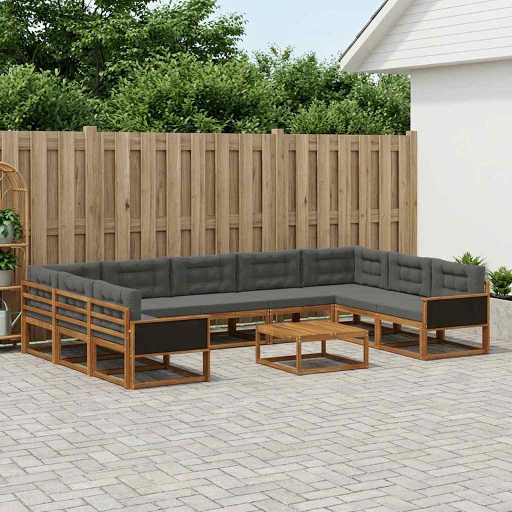 Set di divani da esterno 10 pcs Naturale e Antracite