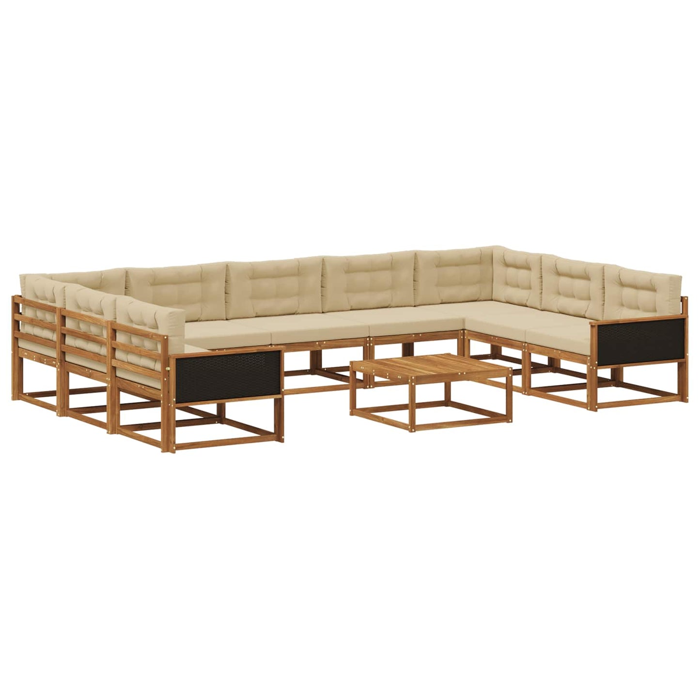 Set di divani da esterno con cuscino 10 pcs Naturale e Beige