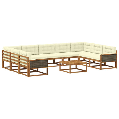 Set di divani da esterno con cuscino 10 pcs Naturale e Crema | homemem39