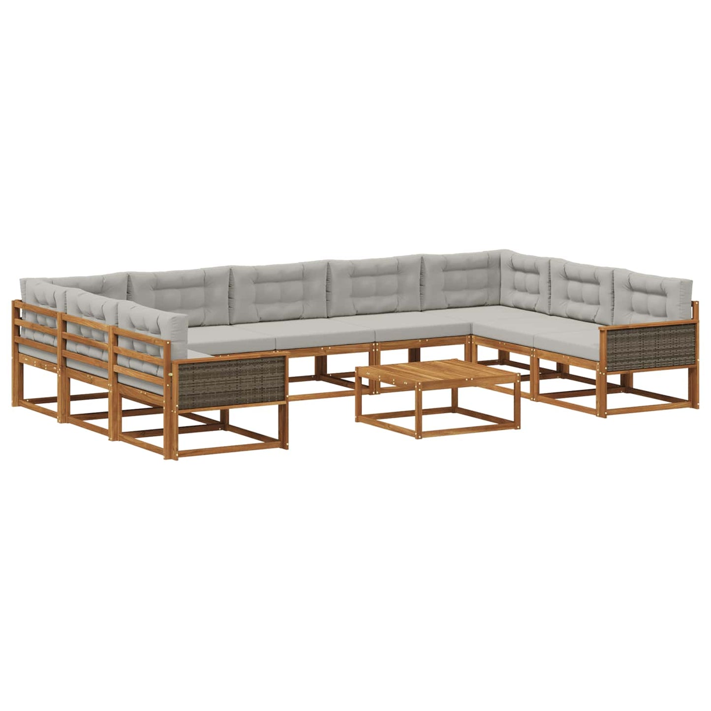 Set di divani da esterno 10 pcs Naturale e Grigio Chiaro | homemem39