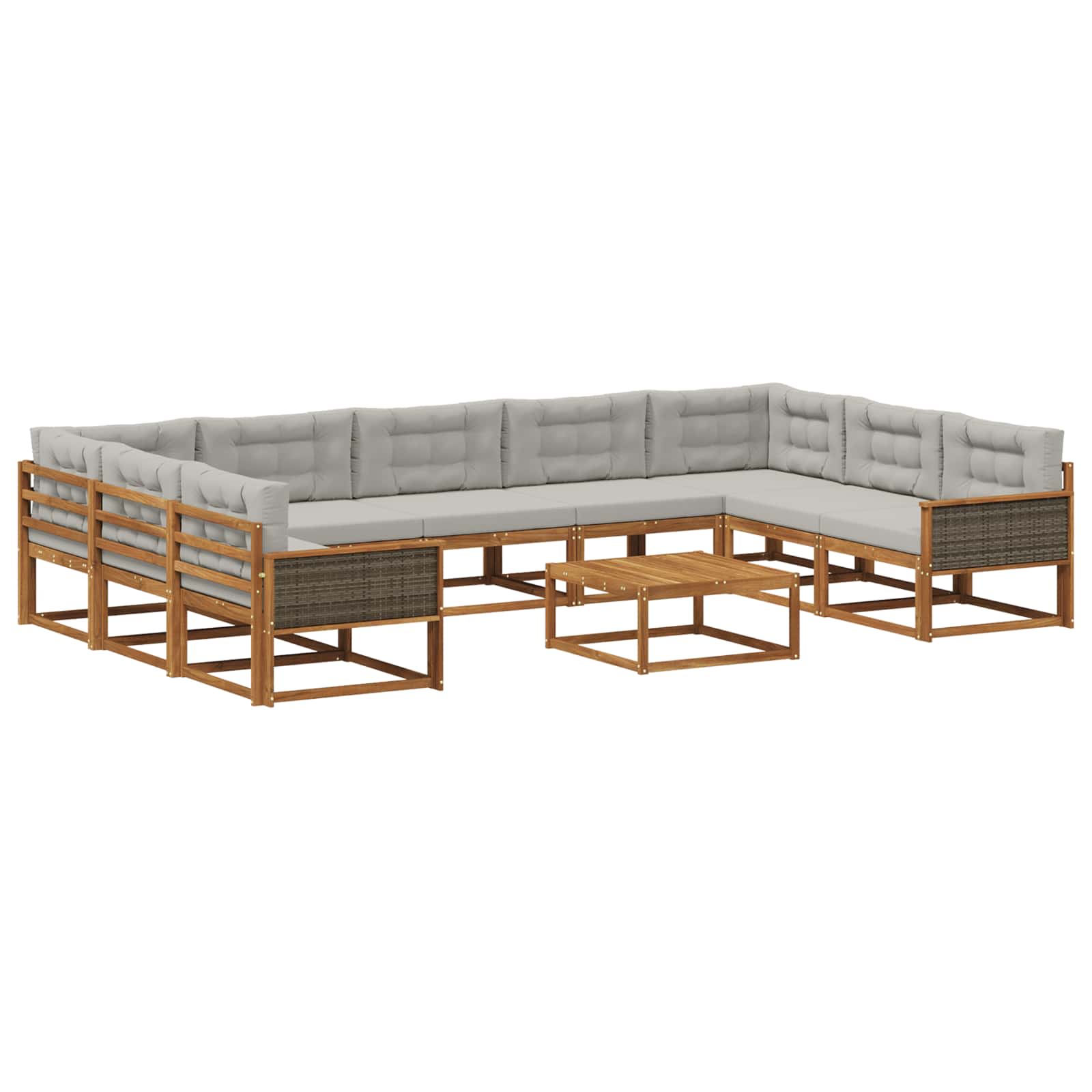 Set di divani da esterno 10 pcs Naturale e Grigio Chiaro | homemem39