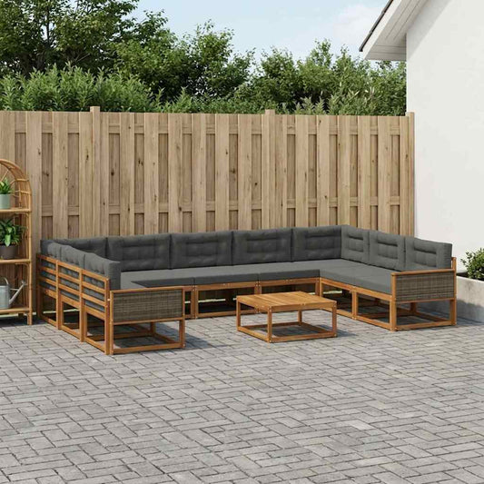 Set di divani da esterno 10 pcs Naturale e Antracite