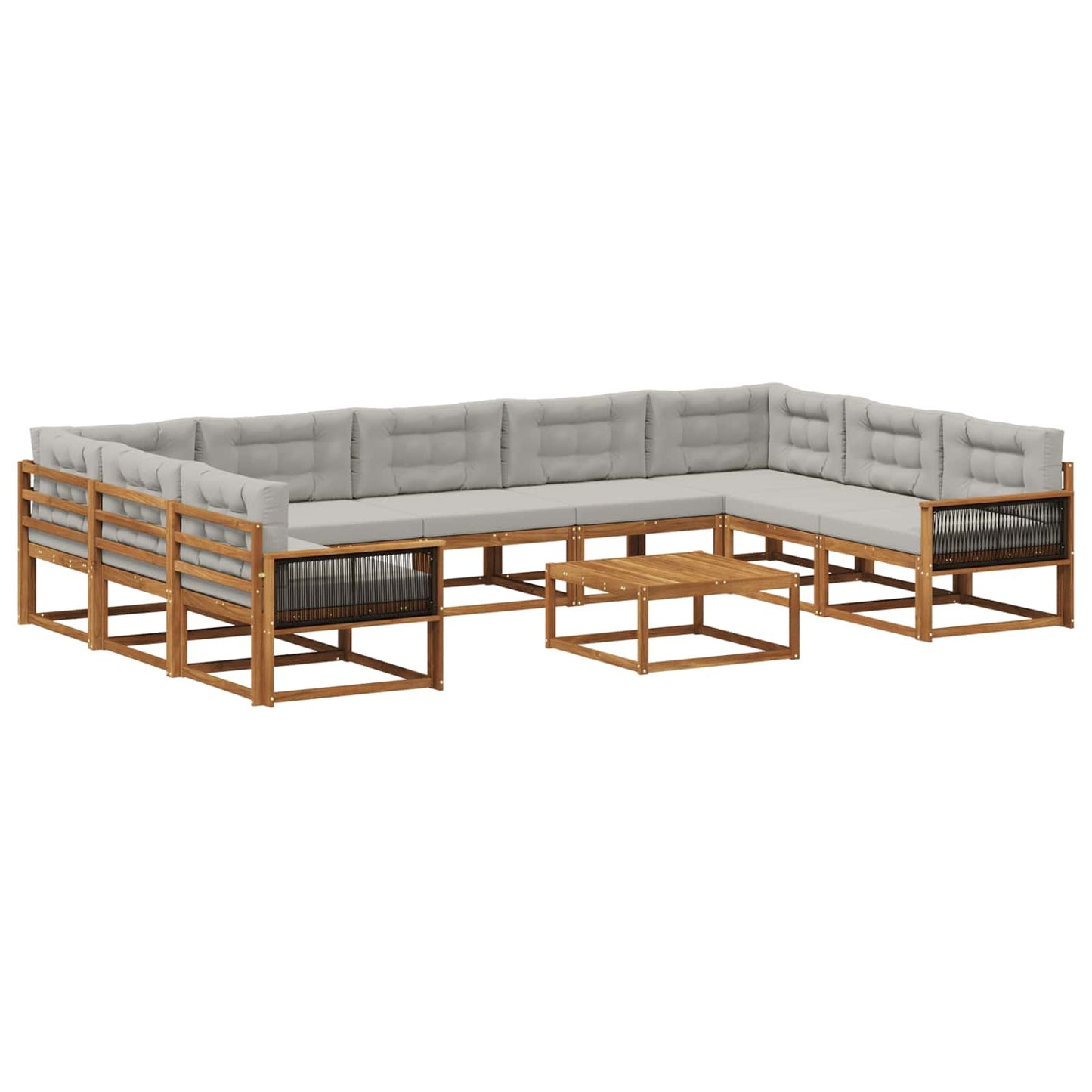 Set di divani da esterno 10 pcs Naturale e Grigio Chiaro