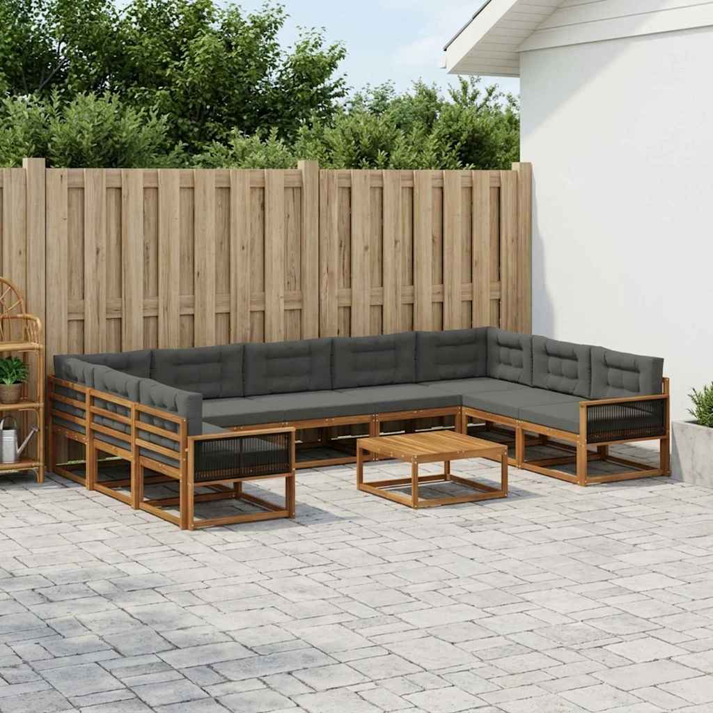 Set di divani da esterno 10 pcs Naturale e Antracite | homemem39