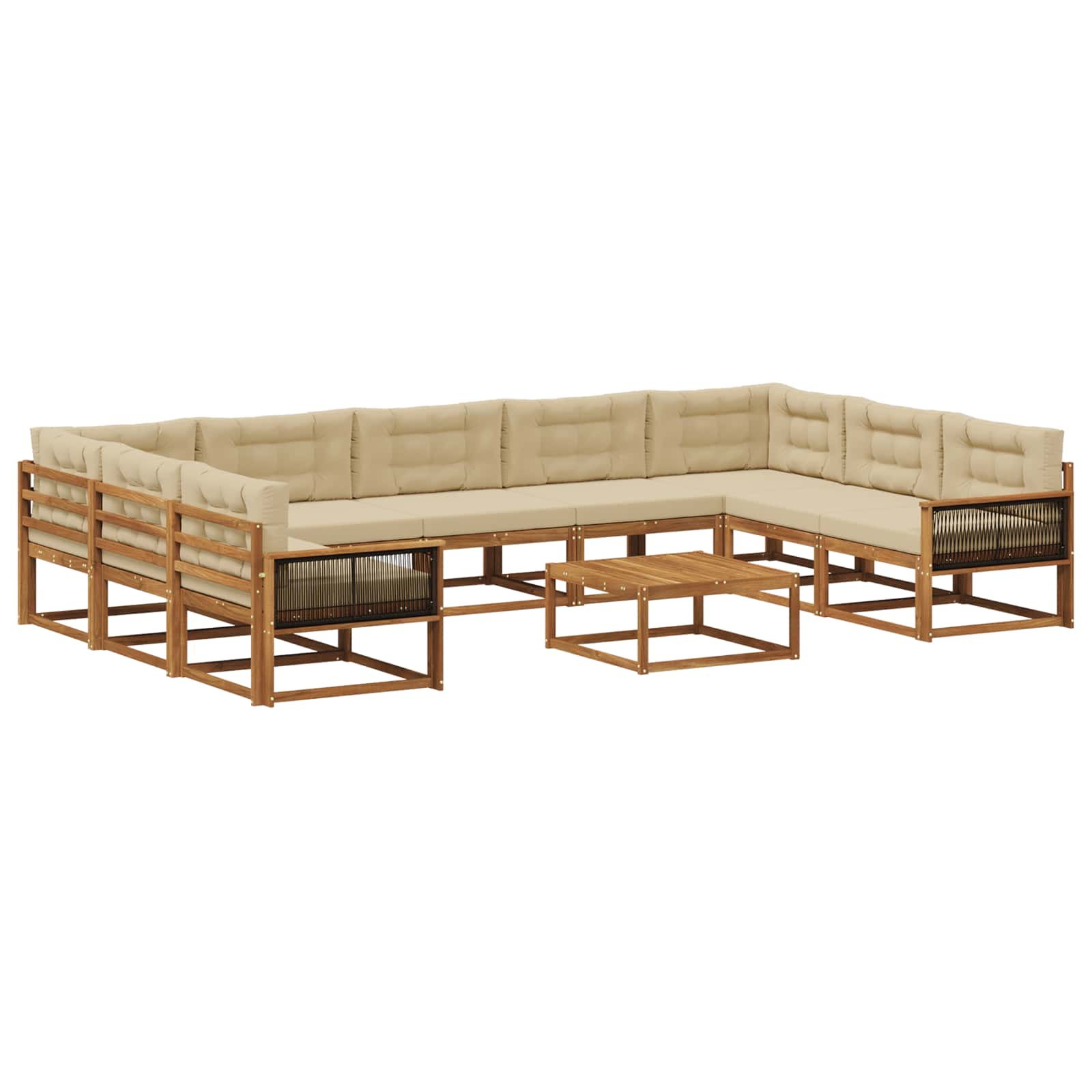 Set di divani da esterno con cuscino 10 pcs Naturale e Beige | homemem39