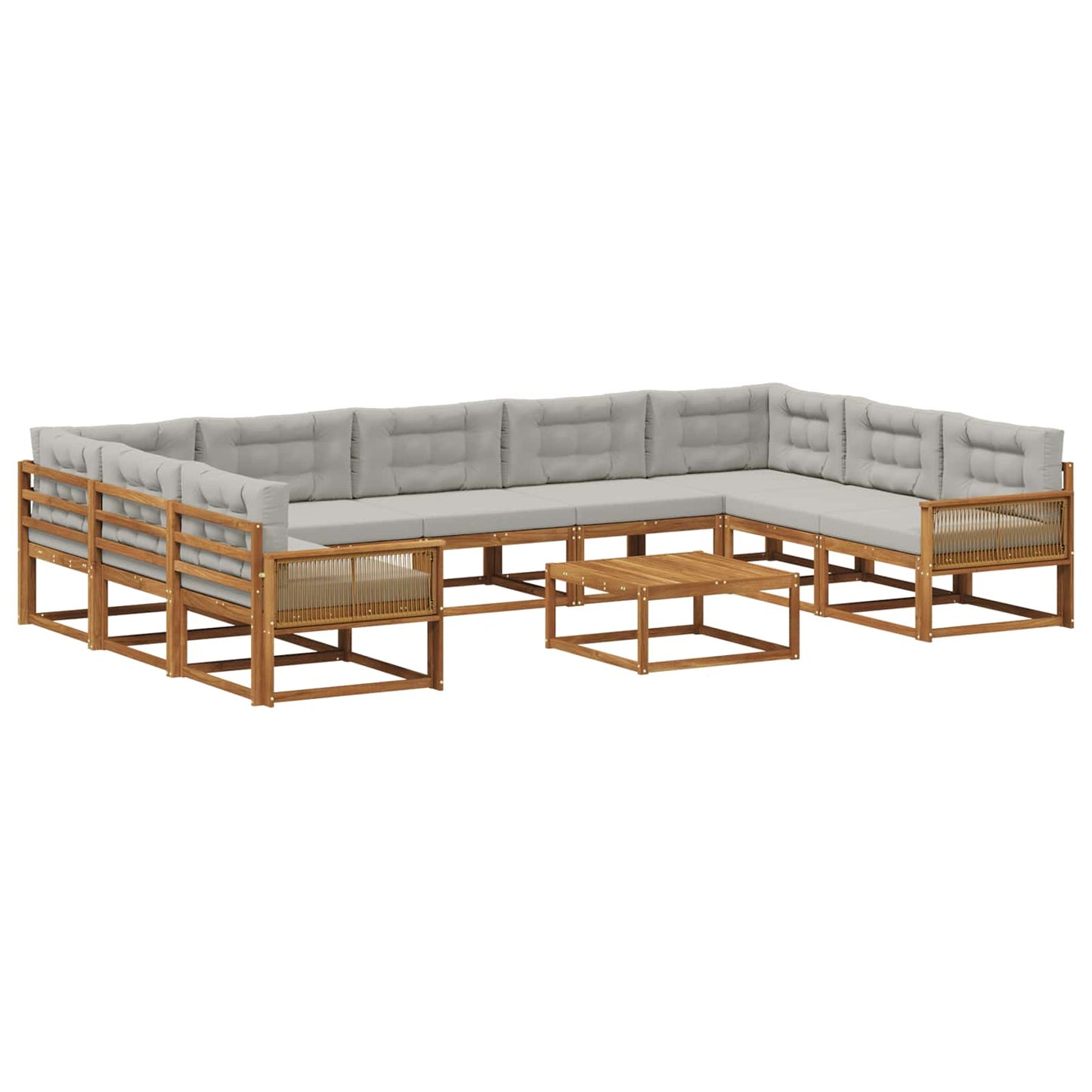 Set di divani da esterno 10 pcs Naturale e Grigio Chiaro