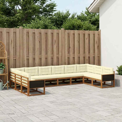 Set di divani da esterno con cuscino 10 pcs Naturale e Crema