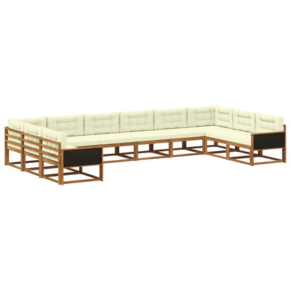 Set di divani da esterno con cuscino 10 pcs Naturale e Crema