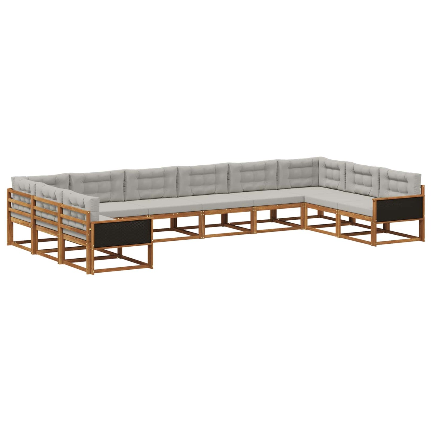 Set di divani da esterno 10 pcs Naturale e Grigio Chiaro