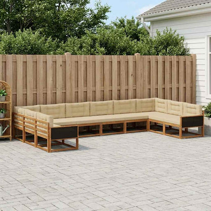 Set di divani da esterno con cuscino 10 pcs Naturale e Beige | homemem39