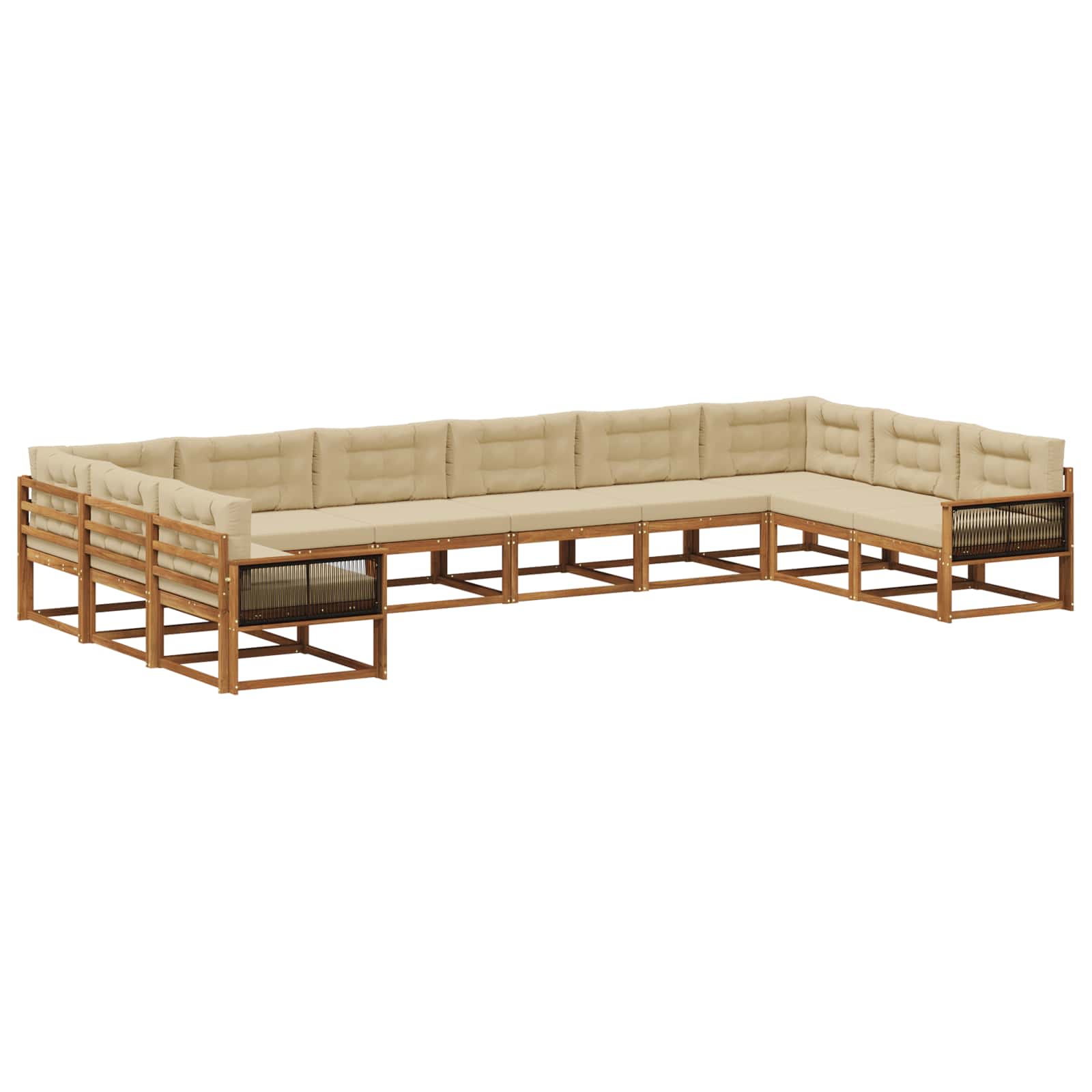 Set di divani da esterno con cuscino 10 pcs Naturale e Beige | homemem39