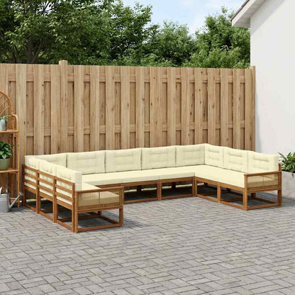 Set di divani da esterno con cuscino 10 pcs Naturale e Crema