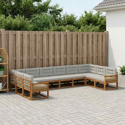 Set di divani da esterno 10 pcs Naturale e Grigio Chiaro