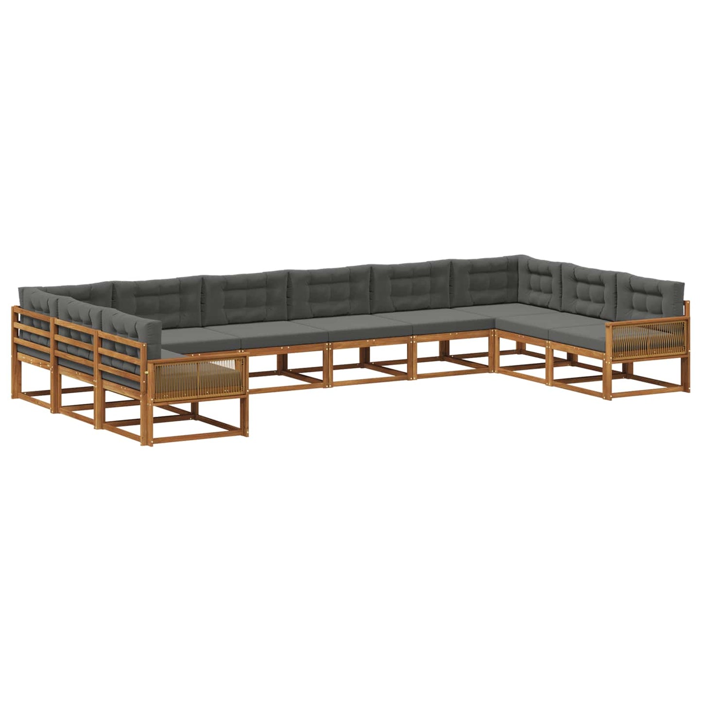 Set di divani da esterno 10 pz Naturale e Antracite