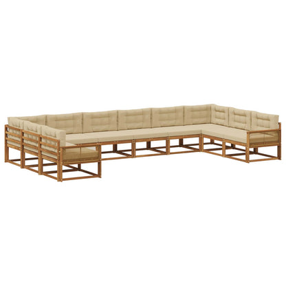 Set di divani da esterno con cuscino 10 pcs Naturale e Beige | homemem39
