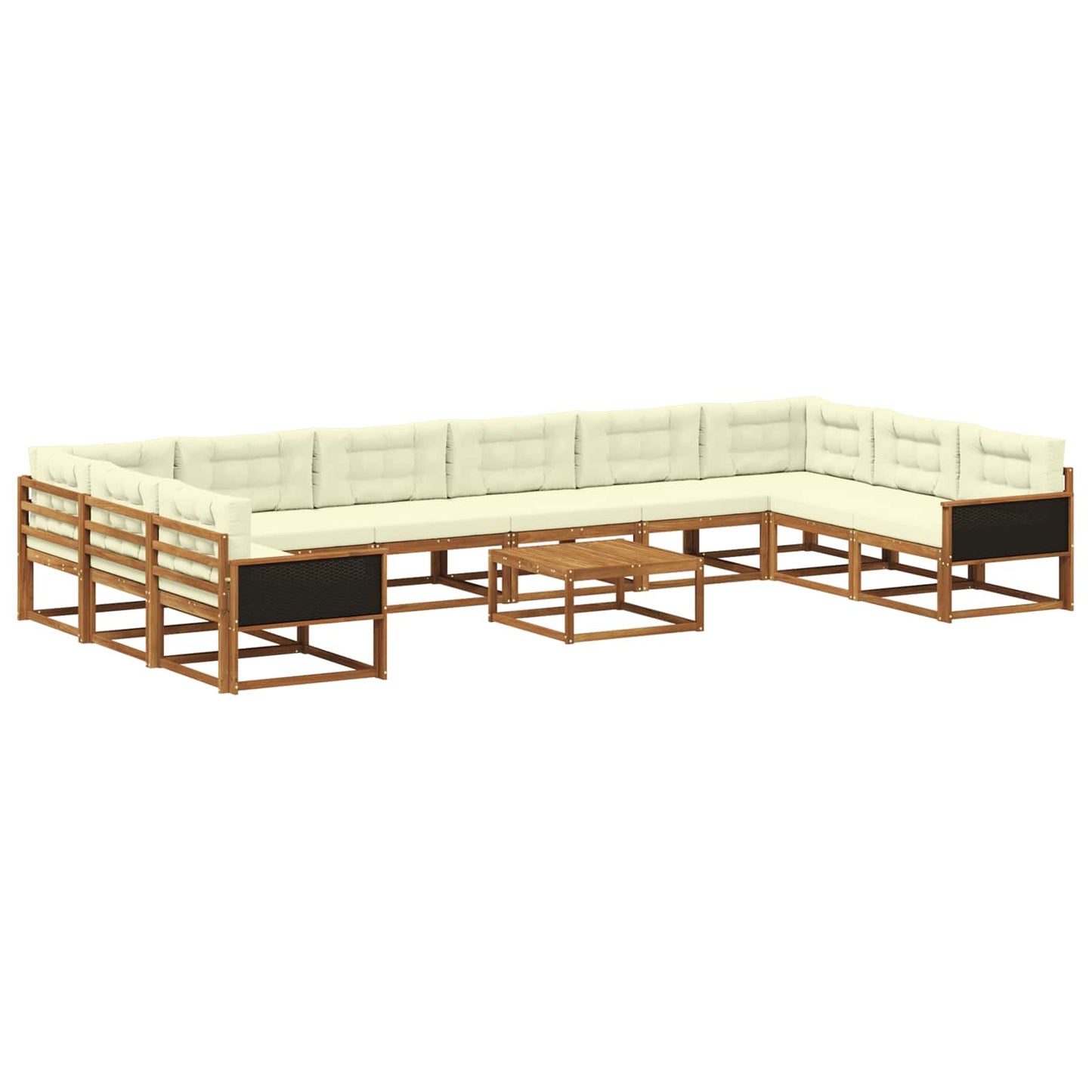 Set di divani da esterno con cuscino 11 pcs Naturale e Crema