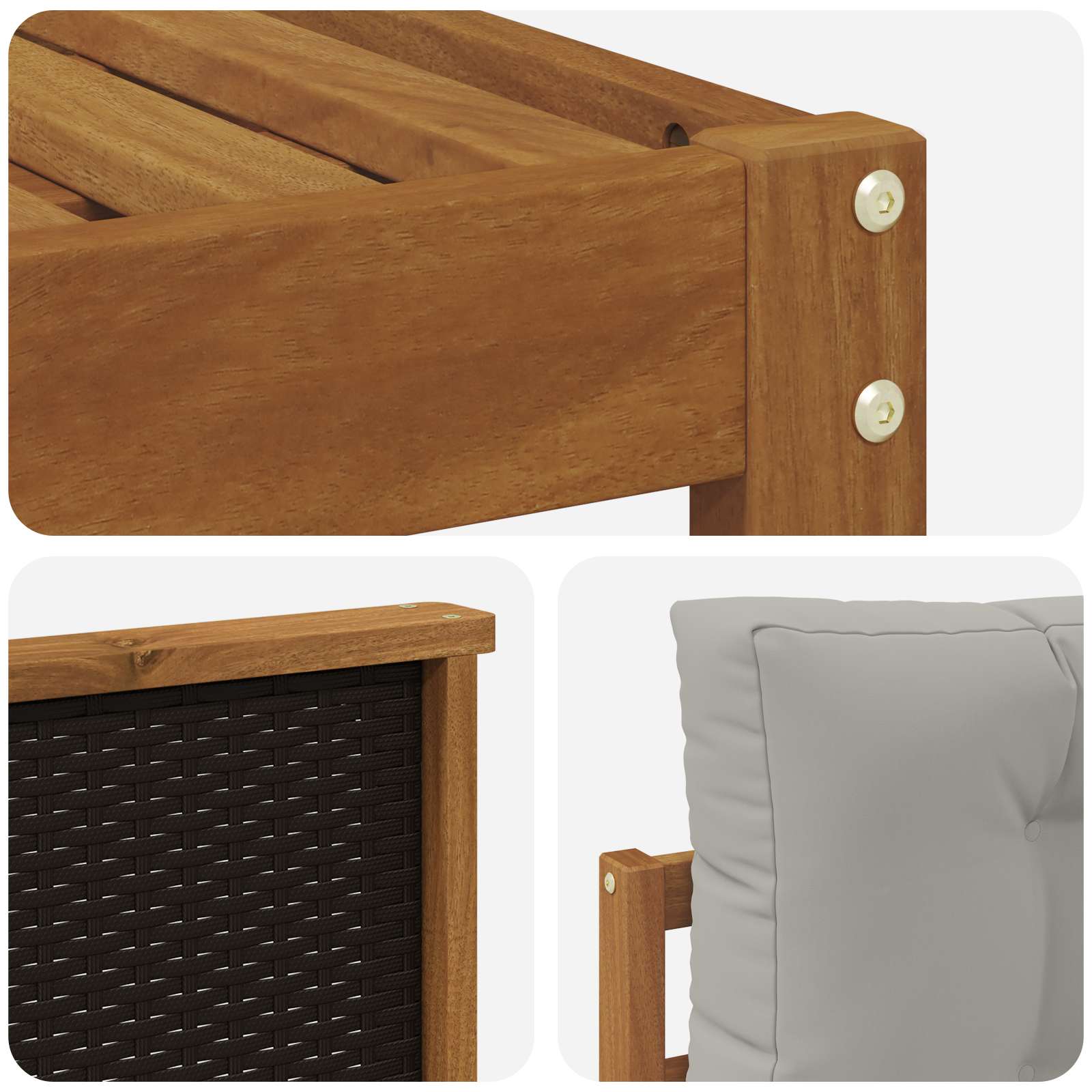 Set di divani da esterno 11 pcs Naturale e Grigio Chiaro | homemem39