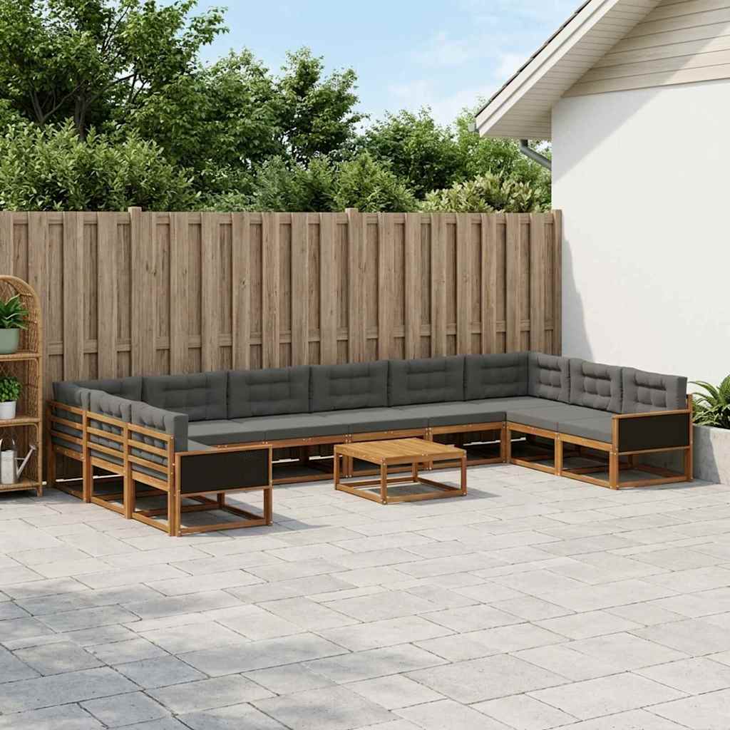 Set di divani da esterno 11 pcs Naturale e Antracite