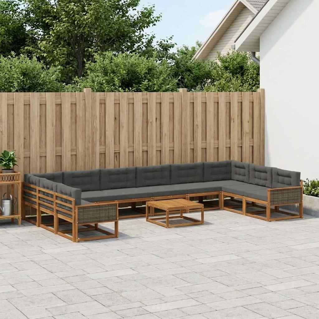 Set di divani da esterno 11 pcs Naturale e Antracite