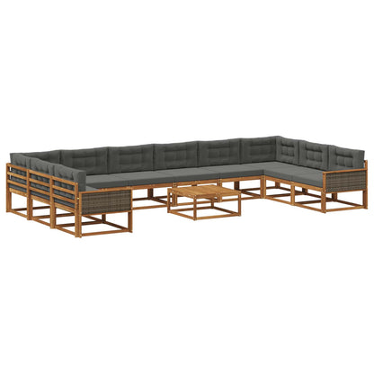 Set di divani da esterno 11 pcs Naturale e Antracite