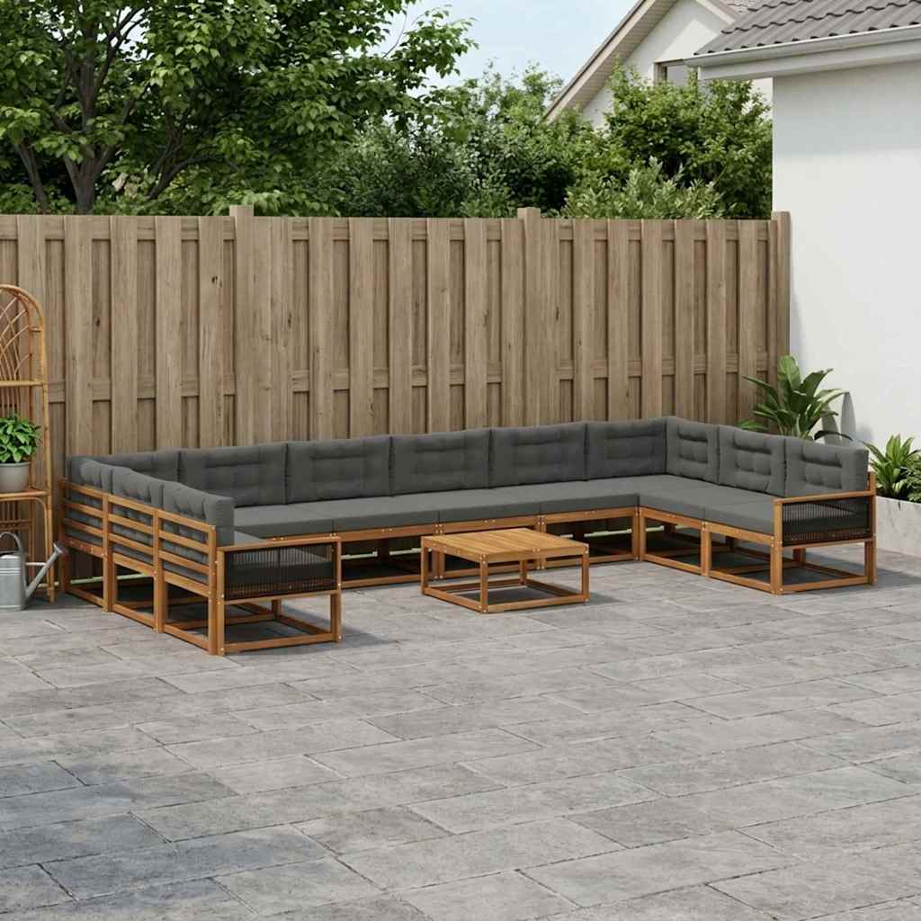 Set di divani da esterno 11 pcs Naturale e Antracite