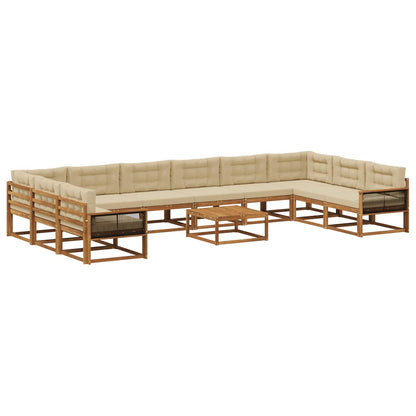 Set di divani da esterno con cuscino 11 pcs Naturale e Beige