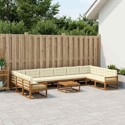 Set di divani da esterno con cuscino 11 pcs Naturale e Crema