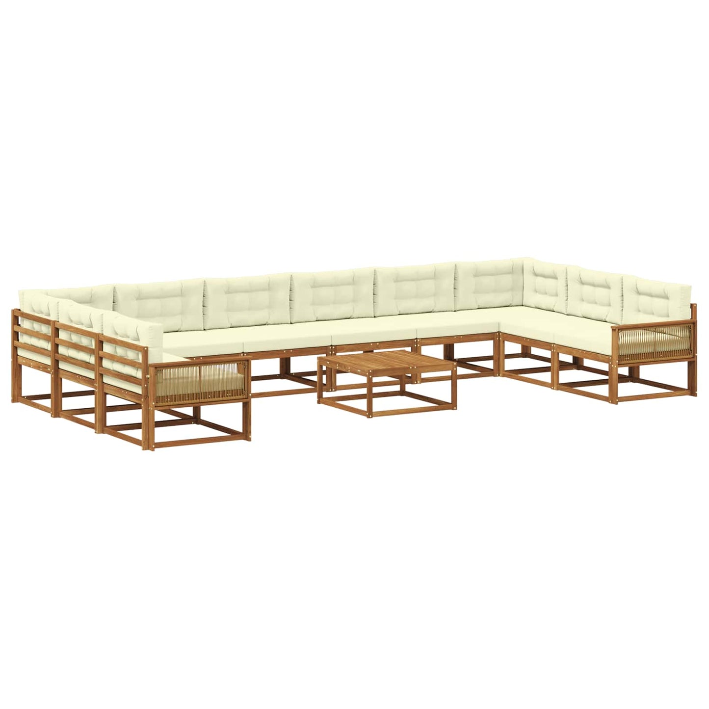 Set di divani da esterno con cuscino 11 pcs Naturale e Crema