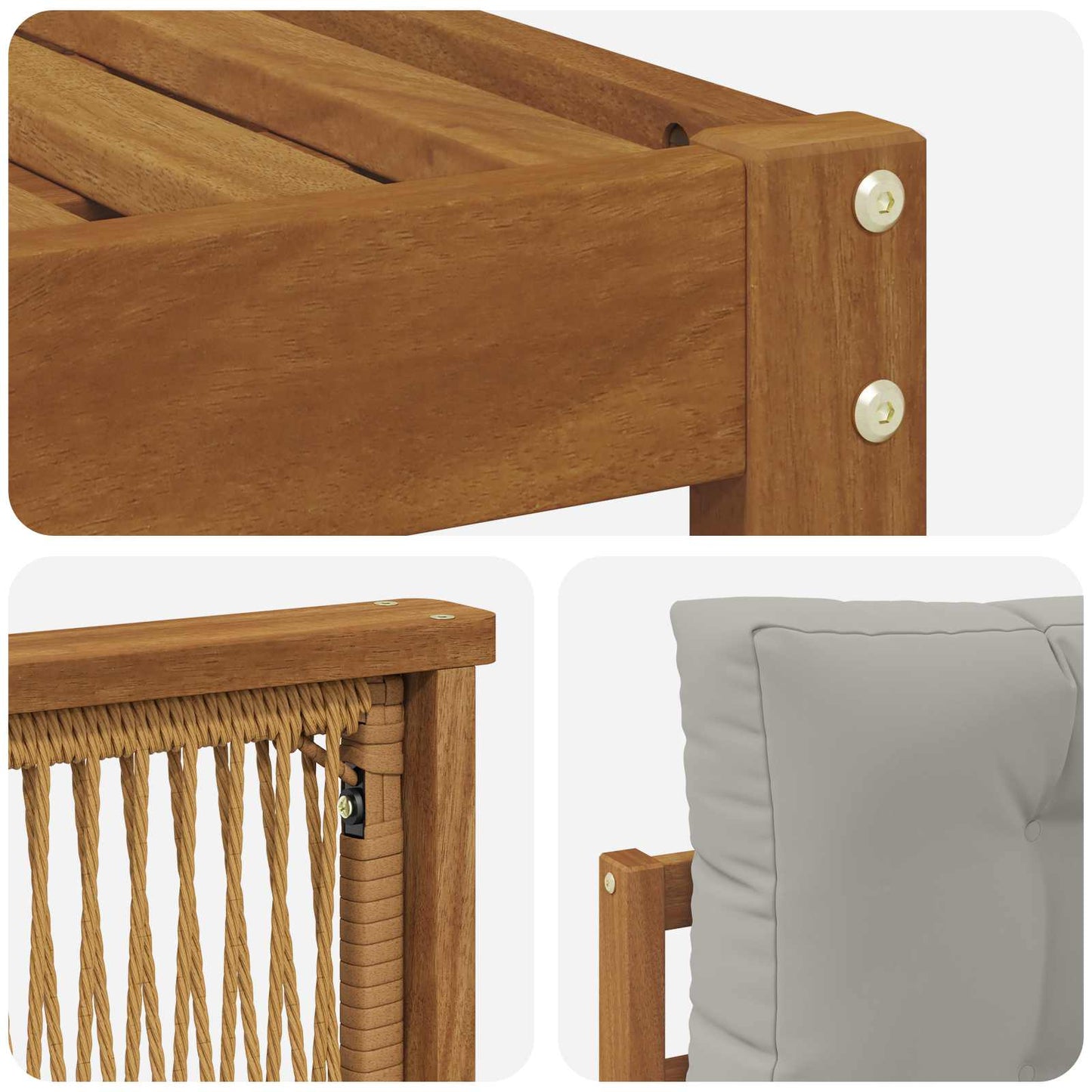 Set di divani da esterno 11 pcs Naturale e Grigio Chiaro
