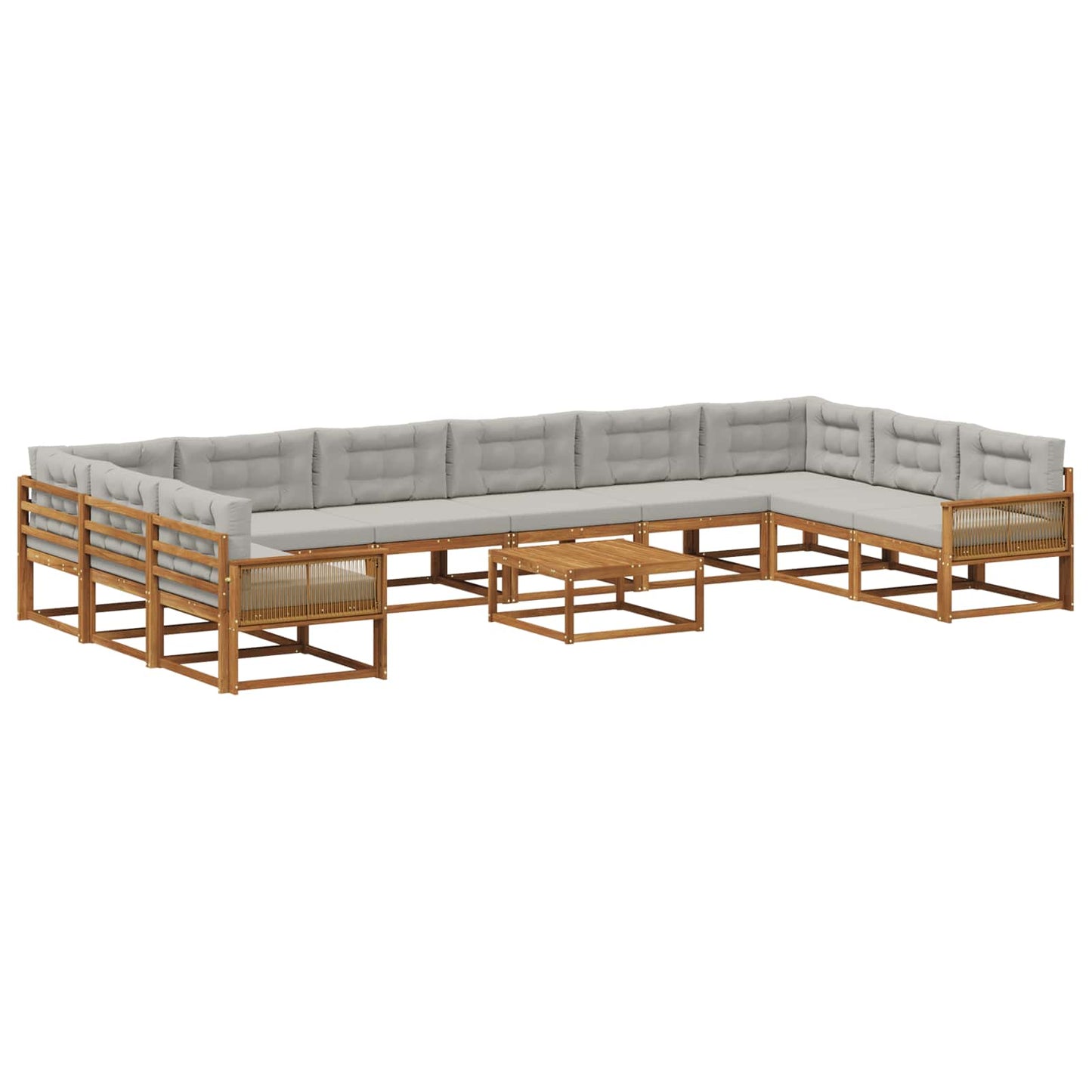 Set di divani da esterno 11 pcs Naturale e Grigio Chiaro