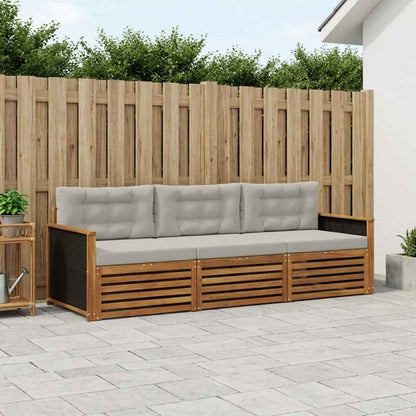 Set di divani da esterno 3 pcs Naturale e Grigio Chiaro | homemem39