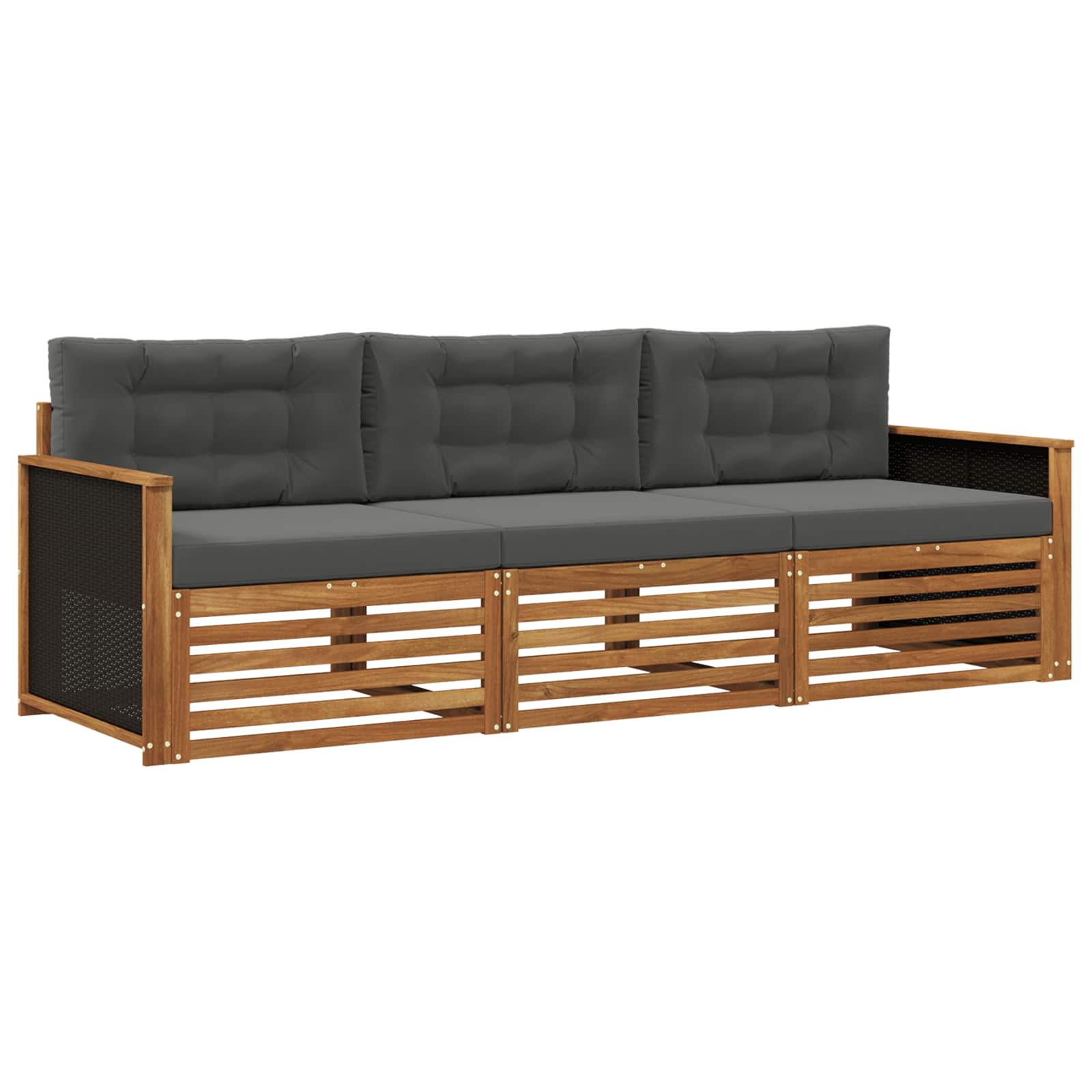 Set di divani da esterno 3 pcs Naturale e Antracite Poliestere | homemem39