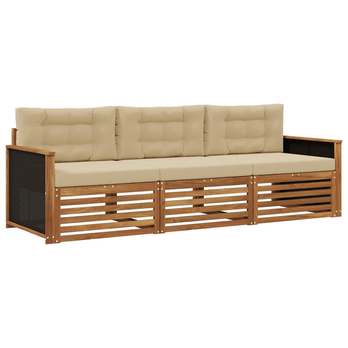 Set di divani da esterno 3 pcs Naturale e Beige Poliestere | homemem39